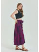 Gipe Waist Tied Wine Patterned Plus Size Skirt 4598